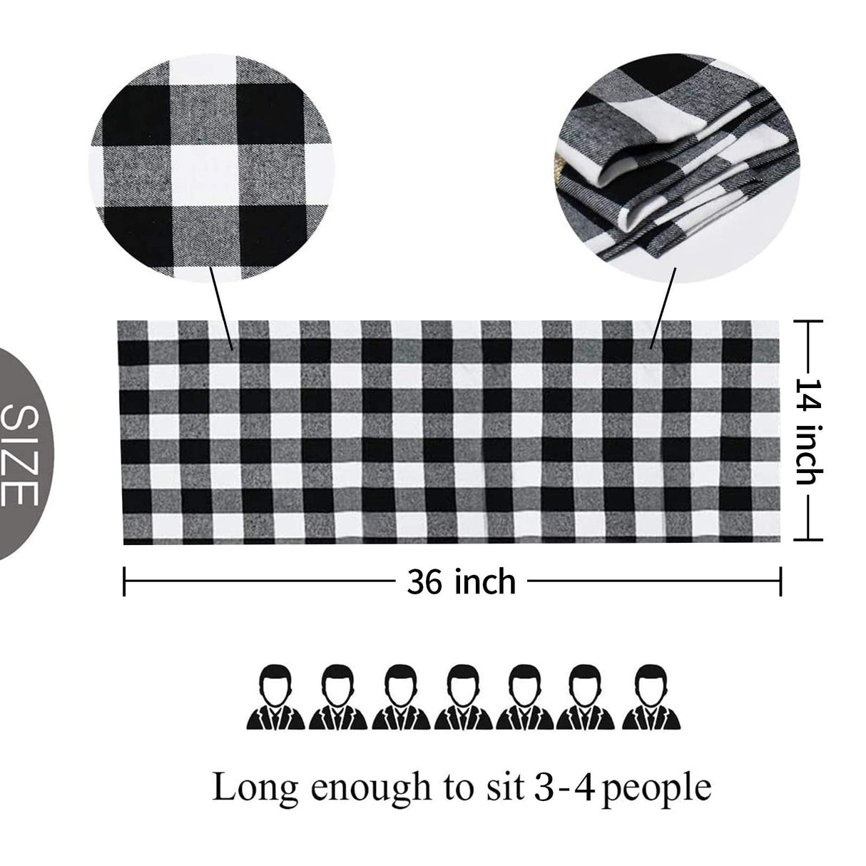 Senneny Buffalo Plaid Table Runner, Reversible Burlap & Cotton Table Runner, Farmhouse Buffalo Check Runner for Christmas Holiday Birthday Party Table Home Decoration Senneny