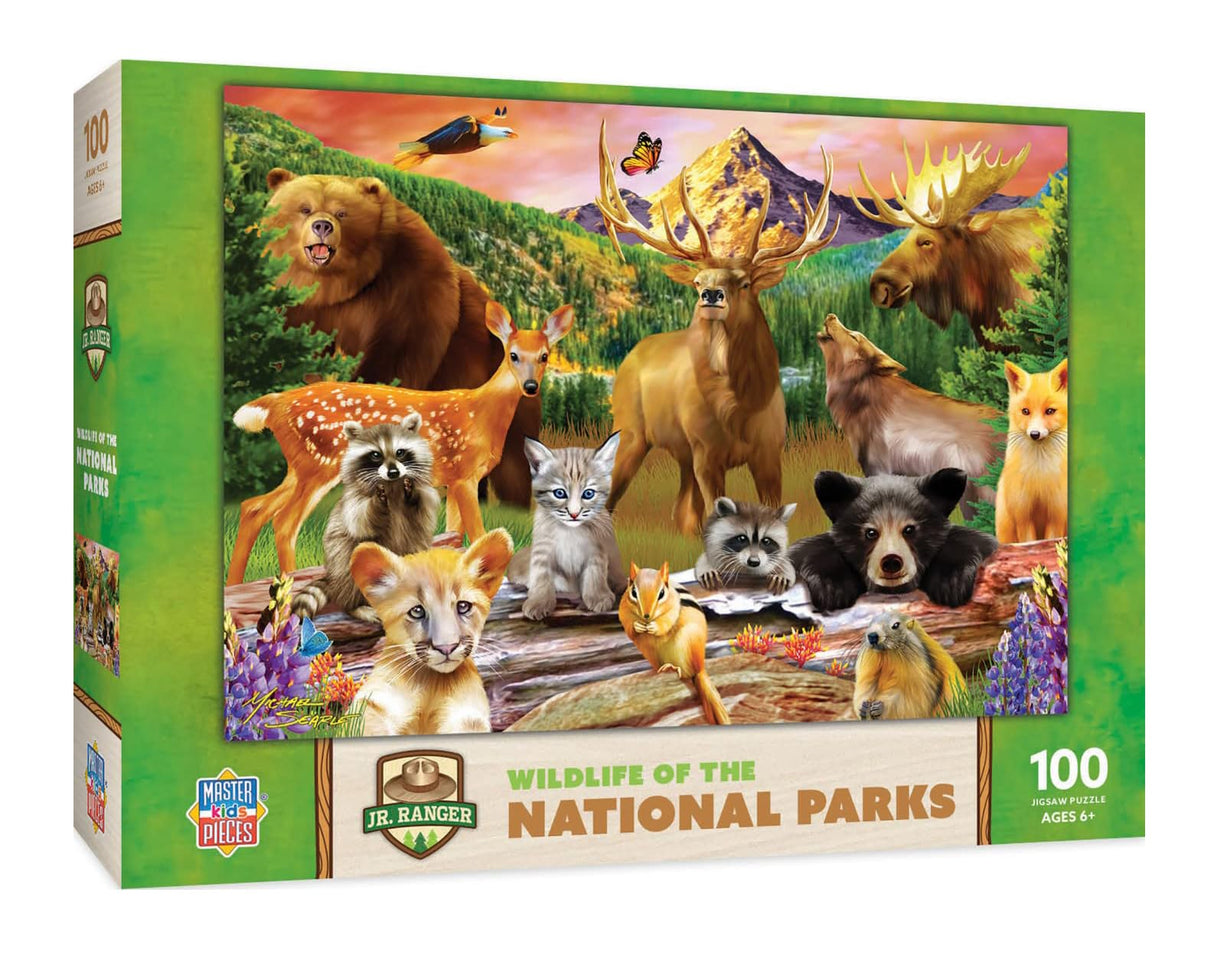 MasterPieces – 100 Piece Jigsaw Puzzle for Kid 6+ Years, Wildlife of The National Parks, Educational and Fun Game, Gift Idea for Children, 19" x 14" Masterpieces