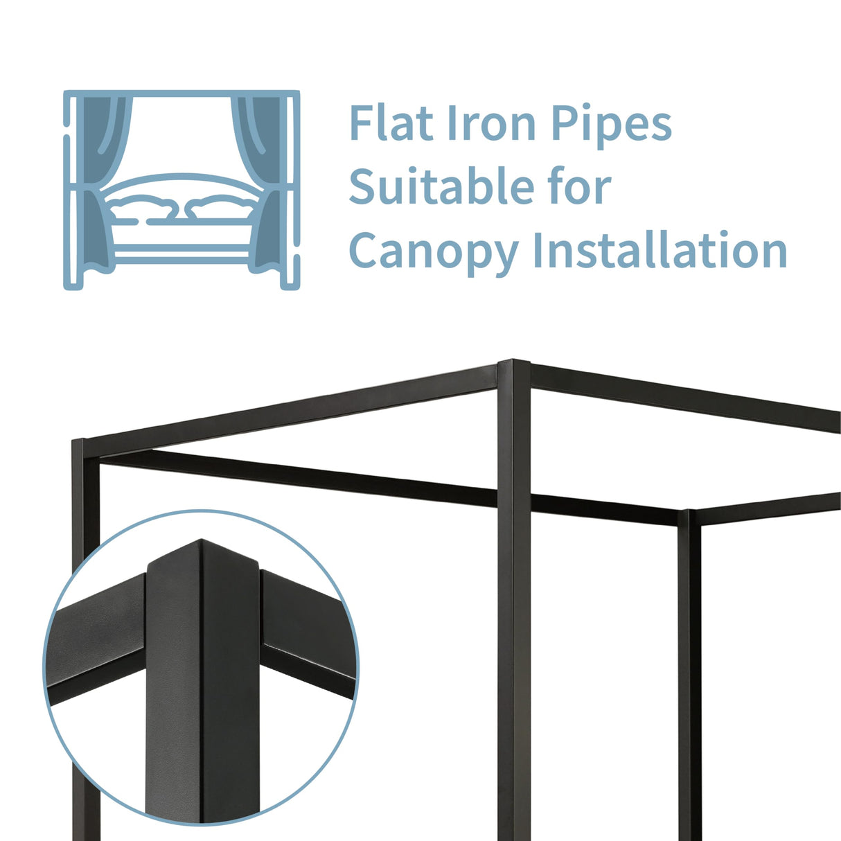 Evadne Modern Canopy Bed Frame Queen Size in Light Brown with Upholstered Channel Headboard and Wooden Slats Support HOMES: Inside + Out