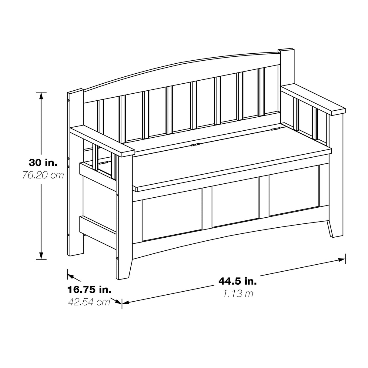OSP Home Furnishings Metro Mission Style Wood Entry Way Bench with Storage, Sierra Snow White Finish OSP Home Furnishings