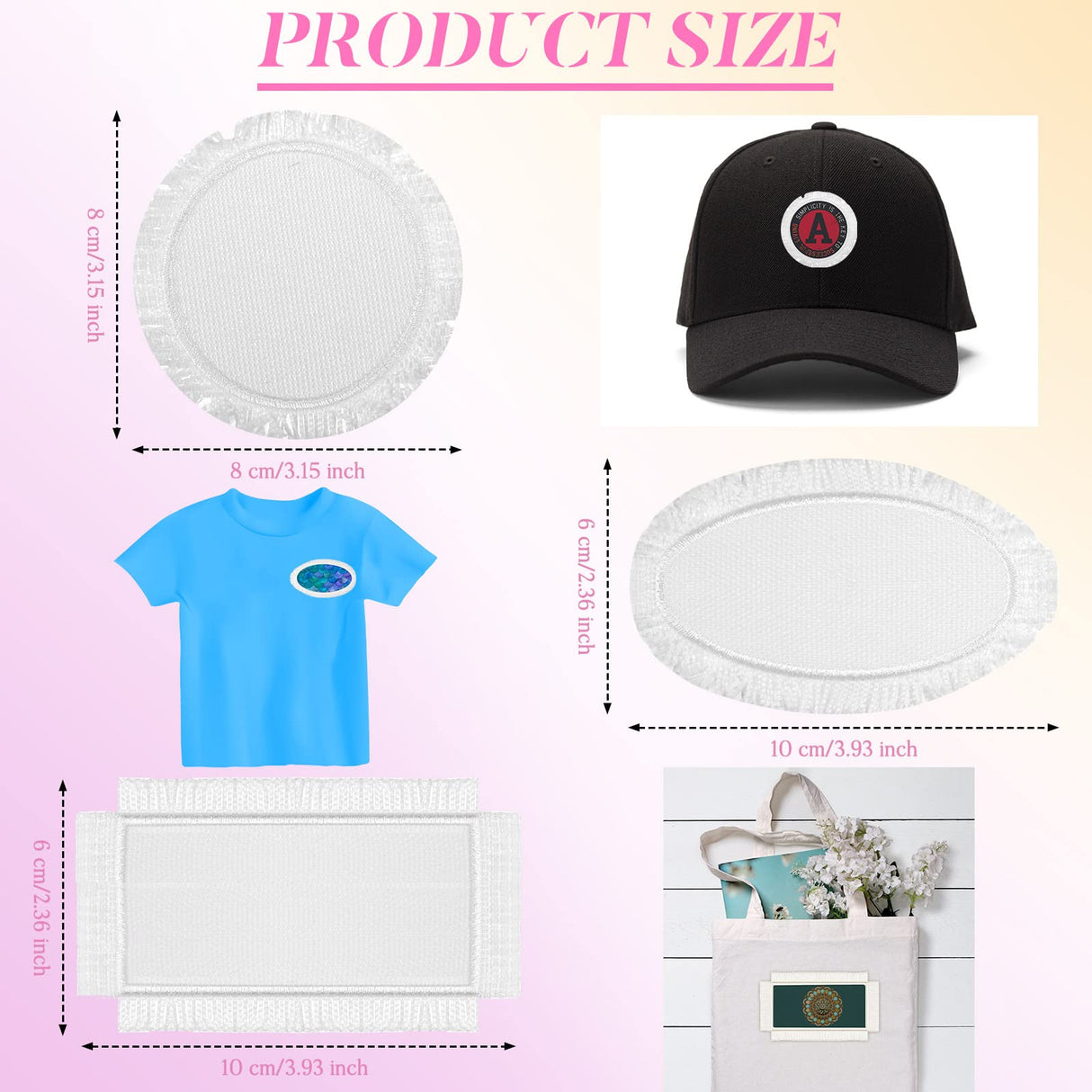 30 Pieces Sublimation Patches Fabric Iron on Blank Patches 3 Shapes Repair Patches Sublimation Blank Hat Patch for DIY Crafts, Caps Clothes Shoes Bags Backpacks Uniforms (Beige, White) Jutom