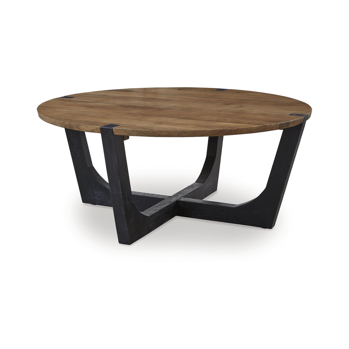 Signature Design by Ashley Hanneforth Farmhouse Coffee Table with Angled Solid Wood Legs, Light Brown & Black Signature Design by Ashley
