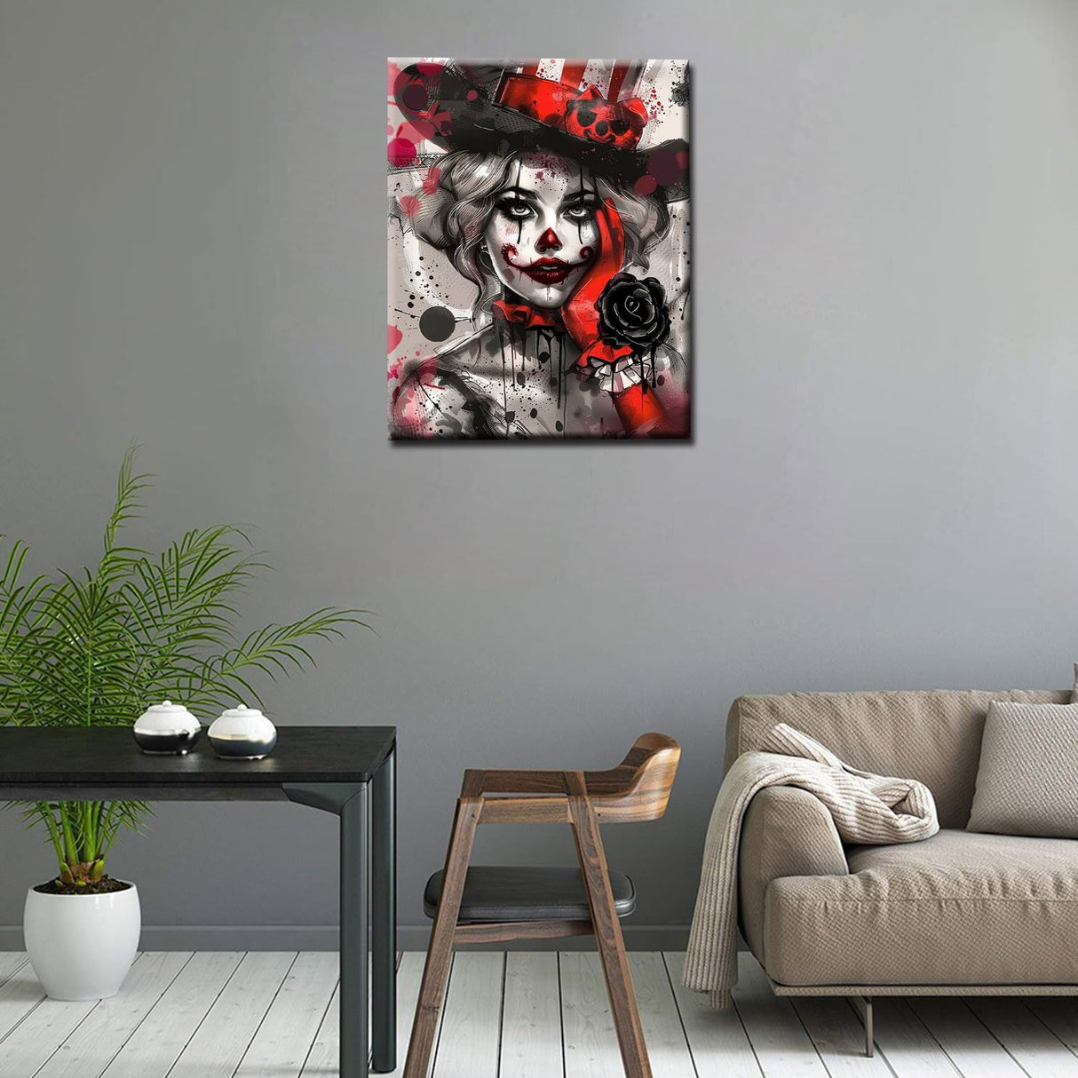 Tucocoo Paint by Numbers Kit Clown Girl, Gothic Style Adults Paint by Number for Beginner, Graffiti DIY Easy Painting by Numbers for Gift Home Decor Without Frame 16’’W x 20’’H Tucocoo