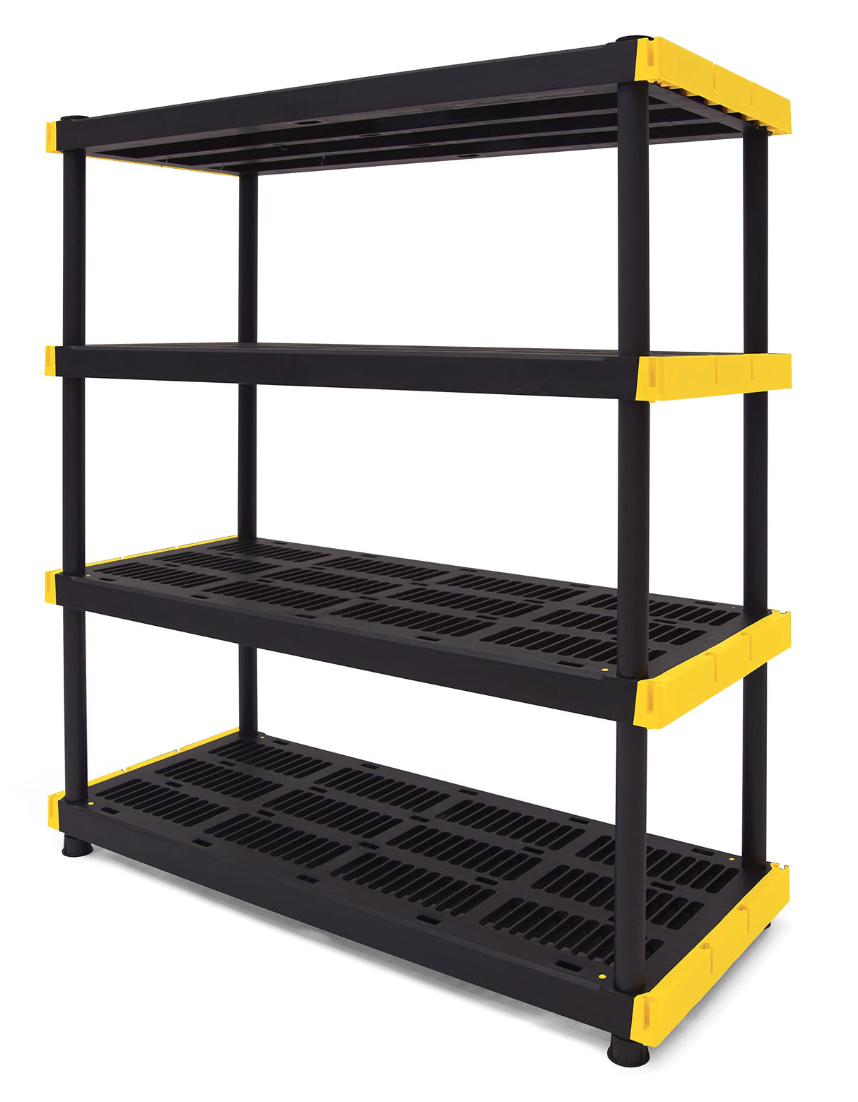 CX Black & Yellow®, Shelving Unit and Heavy Duty Storage Containers, Extremely Durable® (Shelf + 27 Gallon Container (8-Pack) CX