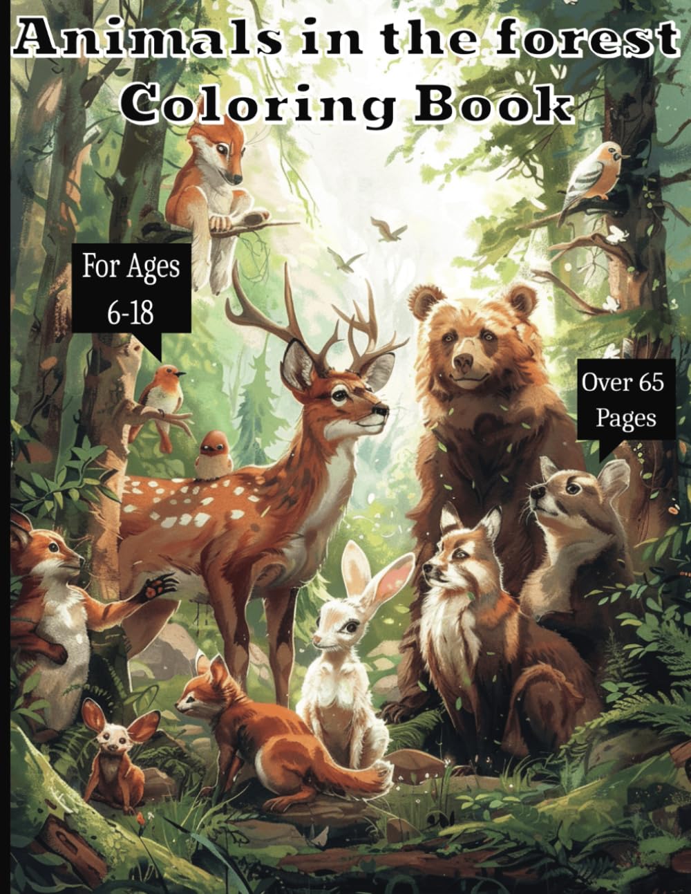 Animals in the forest coloring book WoodArtSupply