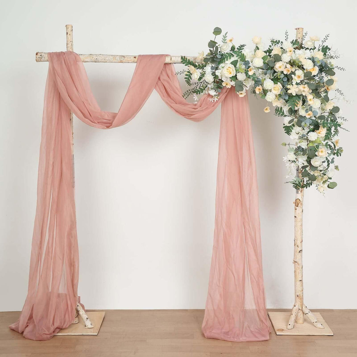 Tableclothsfactory 7.5ft Natural Birch Wood Square Wedding Arch, Rustic Arbor Photography Backdrop Stand Tableclothsfactory