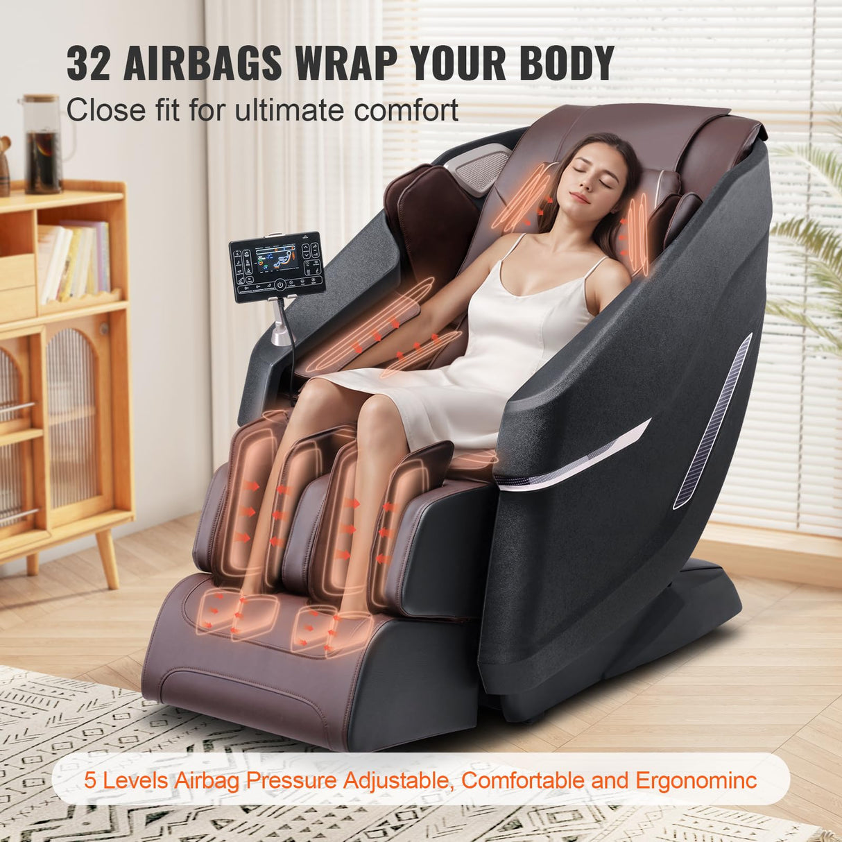 VEVOR Full Body Massage Chair, SL-Track Zero Gravity Massage Recliner, 3D Shiatsu, Body Scan, Heating, Bluetooth Speaker, Airbags for Living Room, Home VEVOR