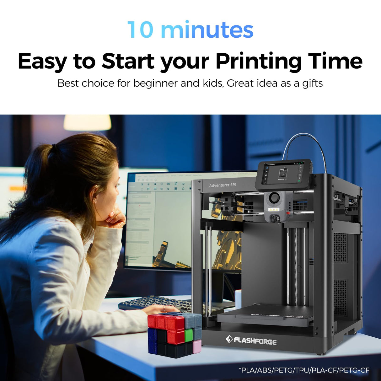 FLASHFORGE Adventurer 5M 3D Printer with Touch Screen FilaBees
