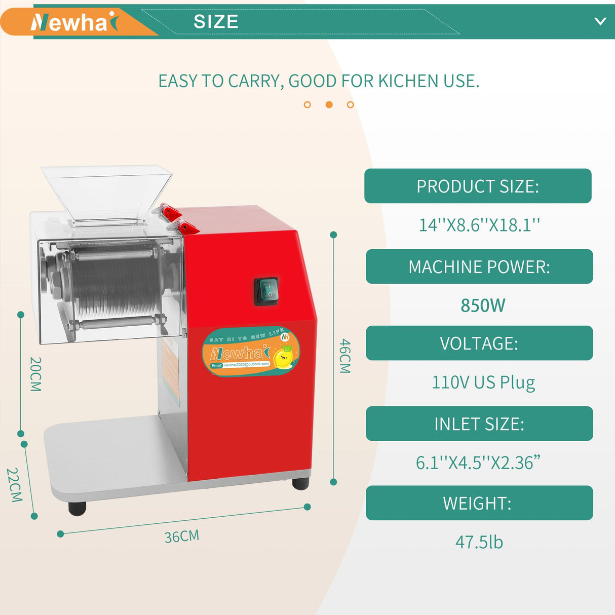 Newhai 850W Meat Cutter Machine, Commercial Meat Cutting Machine 5mm/0.2inch Heavy Duty, Stainless Steel Meat Slicer Shredder Restaurant, for Boneless Meat Soft Vegetables Newhai