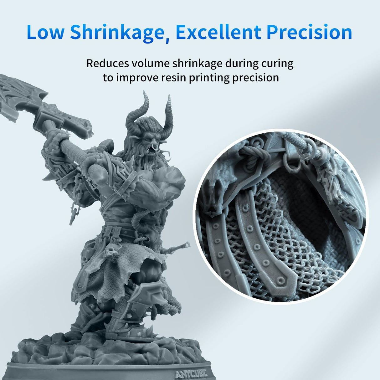 ANYCUBIC 3D Printer Resin, 405nm LCD UV-Curing 3D Resin, High Precision & Rapid Photopolymer Resin for LCD/DLP/SLA Resin 3D Printer (HD Grey, 1kg) ANYCUBIC