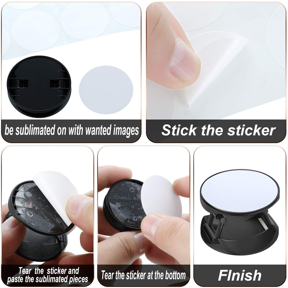 Weewooday 20 Pcs Sublimation Socket Blank Phone Grip Holders Collapsible Phone Grips Self Adhesive Sublimation Phone Holders for Smartphones and Tablets Weewooday