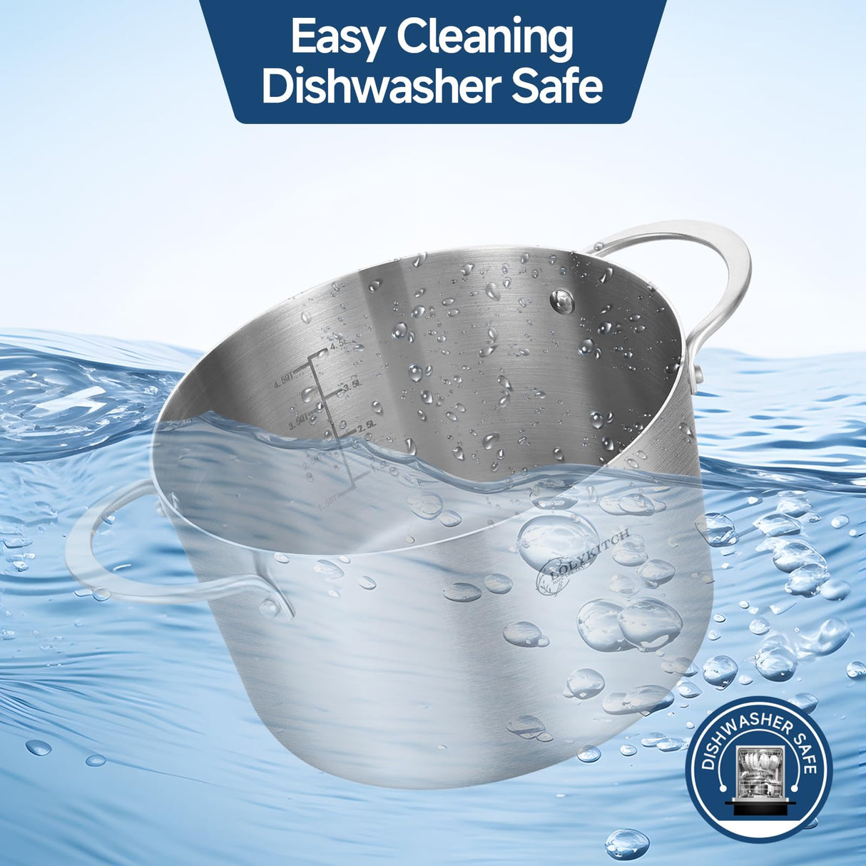 LOLYKITCH Tri-ply Stainless Steel 5 QT Stock Pot with Steamer,Induction Cooking Pot,Pots and Pans,Heavy Duty,Dishwasher and Oven Safe. LOLYKITCH