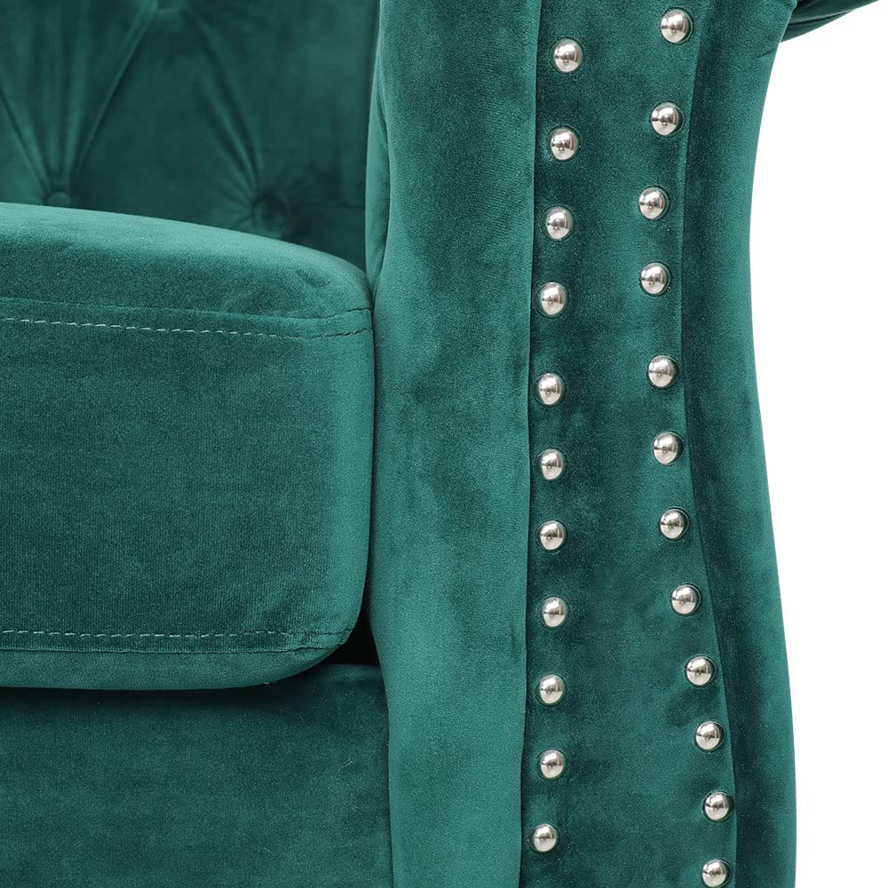 LEVNARY Three-Seat Velvet Sofa, Large Sofa Classic Tufted Chesterfield Settee Modern 3 Seater Couch Furniture Tufted Back for Living Room, Green LEVNARY