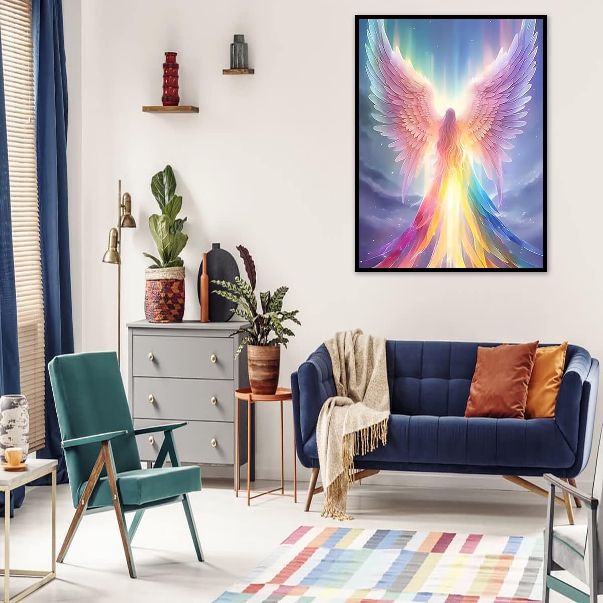 mrpwnle 2 Packs Diamond Art Painting Kits for Adults, Rainbow Angel Diamond Art Kits for Adults Beginners, DIY Round Full Drill Gem Craft Kit for Home Decor Gifts 12x16 inch mrpwnle