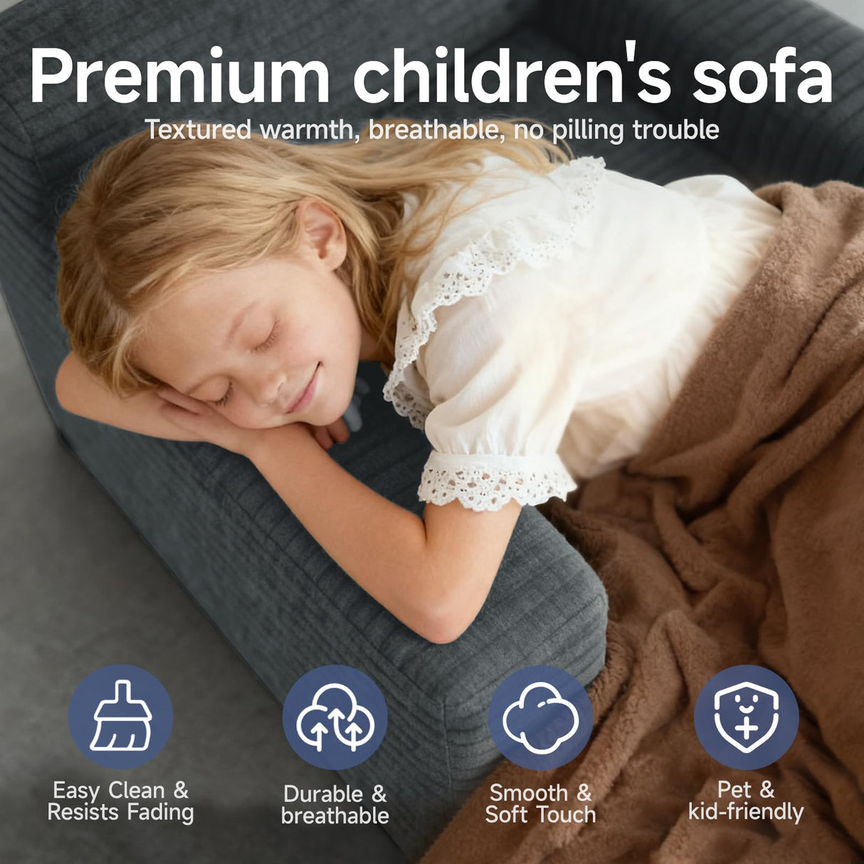 45'' Chaise Lounge Chair Indoor, Corduroy Upholstered Boneless Sofa Bed, Deep Seat Sleeper Couch Reading Chairs, Small Comfy Cloud Sofas Couches for Living Room, Bedroom, Movie Room (Dark Grey) Sonovafurn