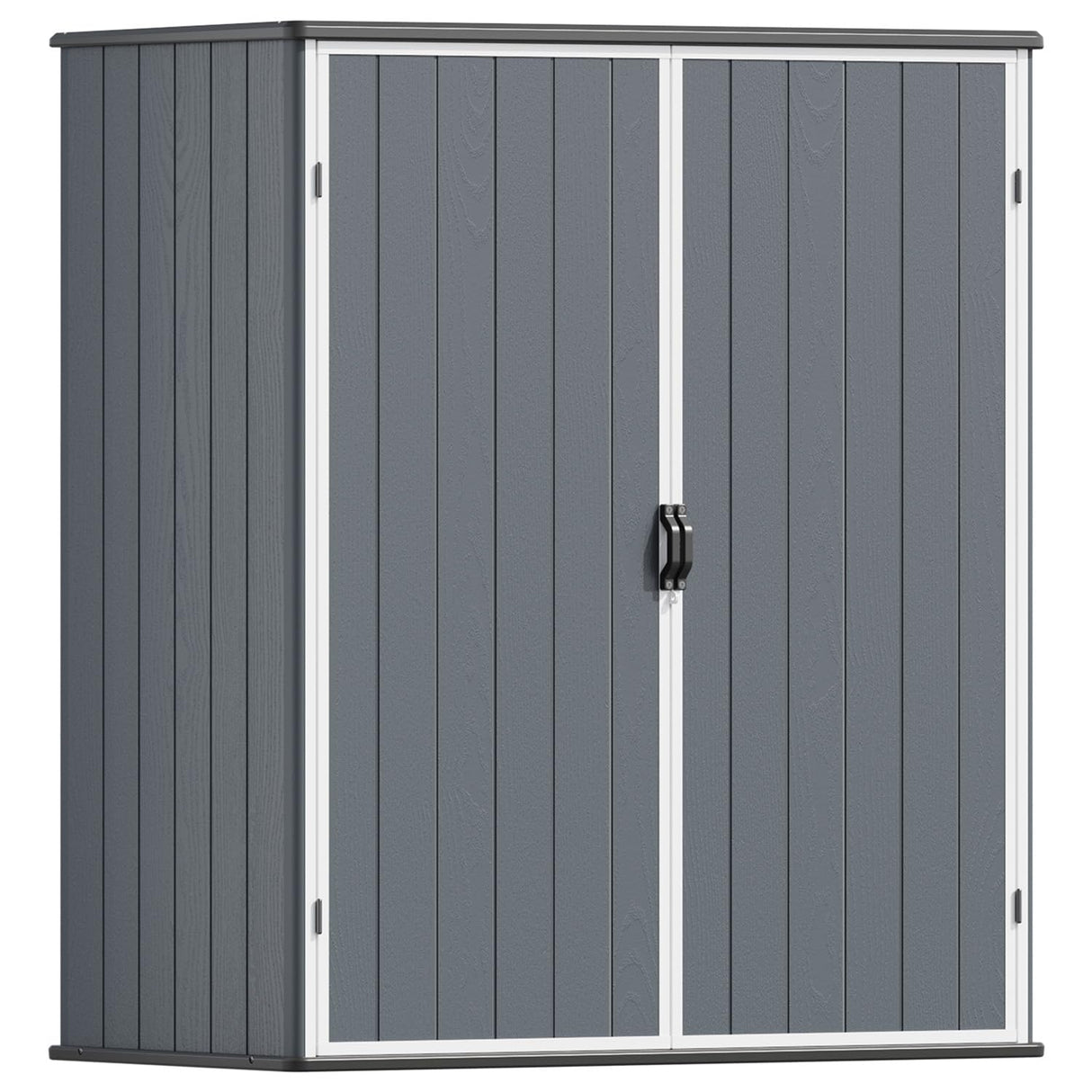 Patiowell 5 x 3 FT Plastic Outdoor Storage Shed, Resin Waterproof Cabinet with Stable Roof and Lockable Doors for Patio Furniture, Pool Accessories and Tools, Dark Grey Patiowell