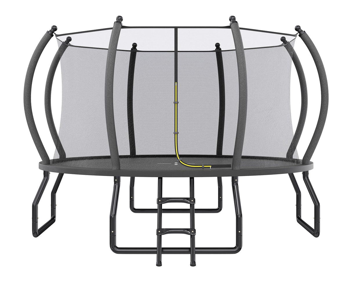 YUMPIE 8FT 10FT 12FT 14FT 16FT Outdoor Trampoline with Enclosure Net and Ladder, Recreational Trampolines for Kids, Pop-up Quick Connect Frame, ASTM Approval YUMPIE