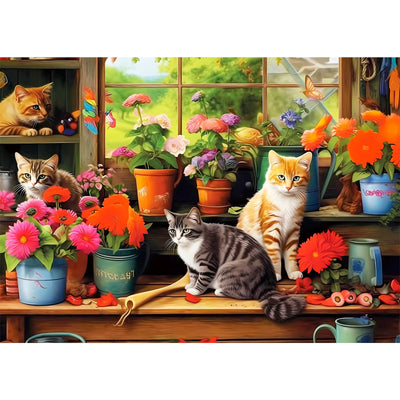 500 Piece Puzzle for Adults-Cats and Flowers | Recycled Cardboar Jigsaw Puzzles 500 Pieces | Challenging Family Activity Great Gift Idea for Family Friends | Difficult Puzzles Size 20.5 x 15 inches
