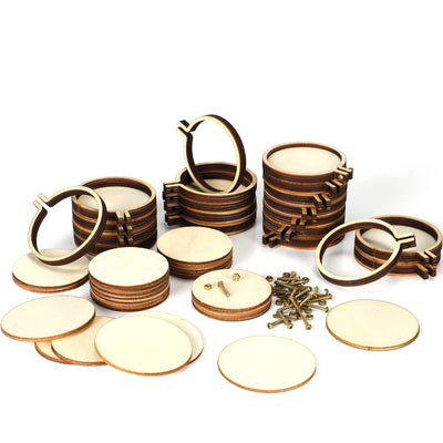 Jetec 20 Pieces 2 Inch Mini Embroidery Hoops Wooden Small Tiny Embroidery Hoops Adjustable Circle Cross Stitch Ring Bulk for Home Ornaments Art Craft Handy Sewing