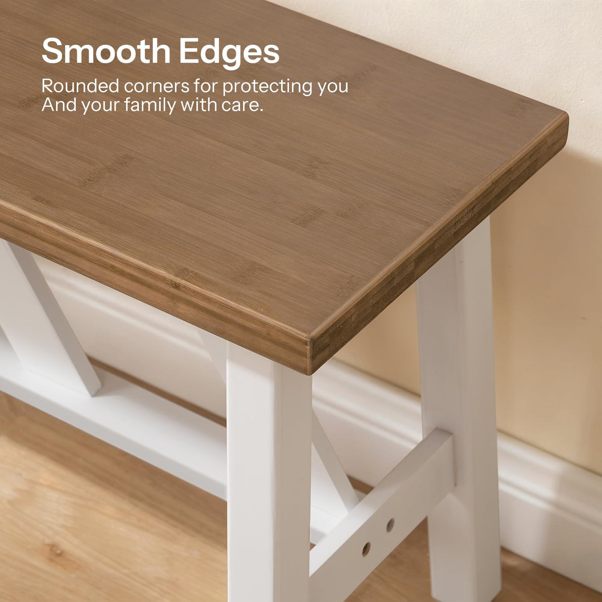 HOOBRO Bamboo Dining Bench, 39.4 inch Farmhouse Kitchen Table Bench, Solid Bamboo Dining Room Bench for Kitchen, Living Room, Bedroom, Hallway, Sturdy and Stable, Walnut and White WH17CD01 HOOBRO