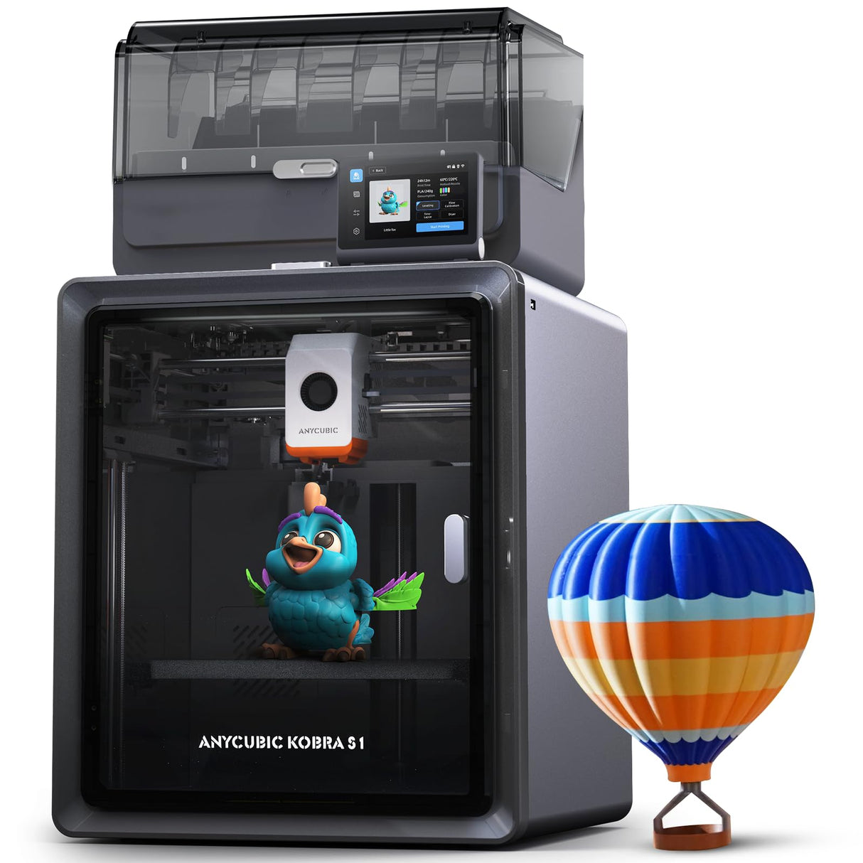 Anycubic Kobra S1 Combo Multicolor 3D Printer with Anycubic ACE PRO, 4 Multicolor, Drying and Printing at the Same Time, 600mm/s Fast Speed with 320℃ Hotend, Built-in Camera 44dB Quiet 250*250*250mm ANYCUBIC