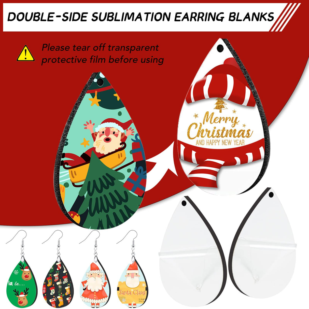 YGAOHF Sublimation Earring Blanks for Mom, 1.8" Lightweight Wood Earrings Blanks with Protective Film, Unfinished MDF Teardrop Earrings for Earring Making, DIY Halloween Mather's Day Easter Earrings YGAOHF