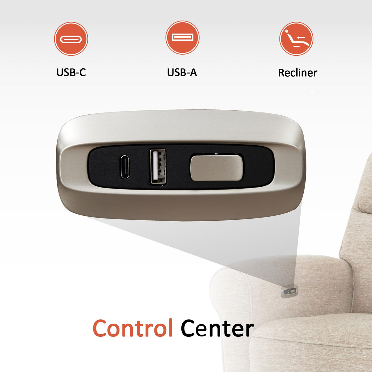 MCombo 64.6" Wall Hugger Power Loveseat Recliner Sofa with USB Ports, Reclining Loveseat for Small Spaces Living Room RV, Fabric PR635M1 (Beige) MCombo