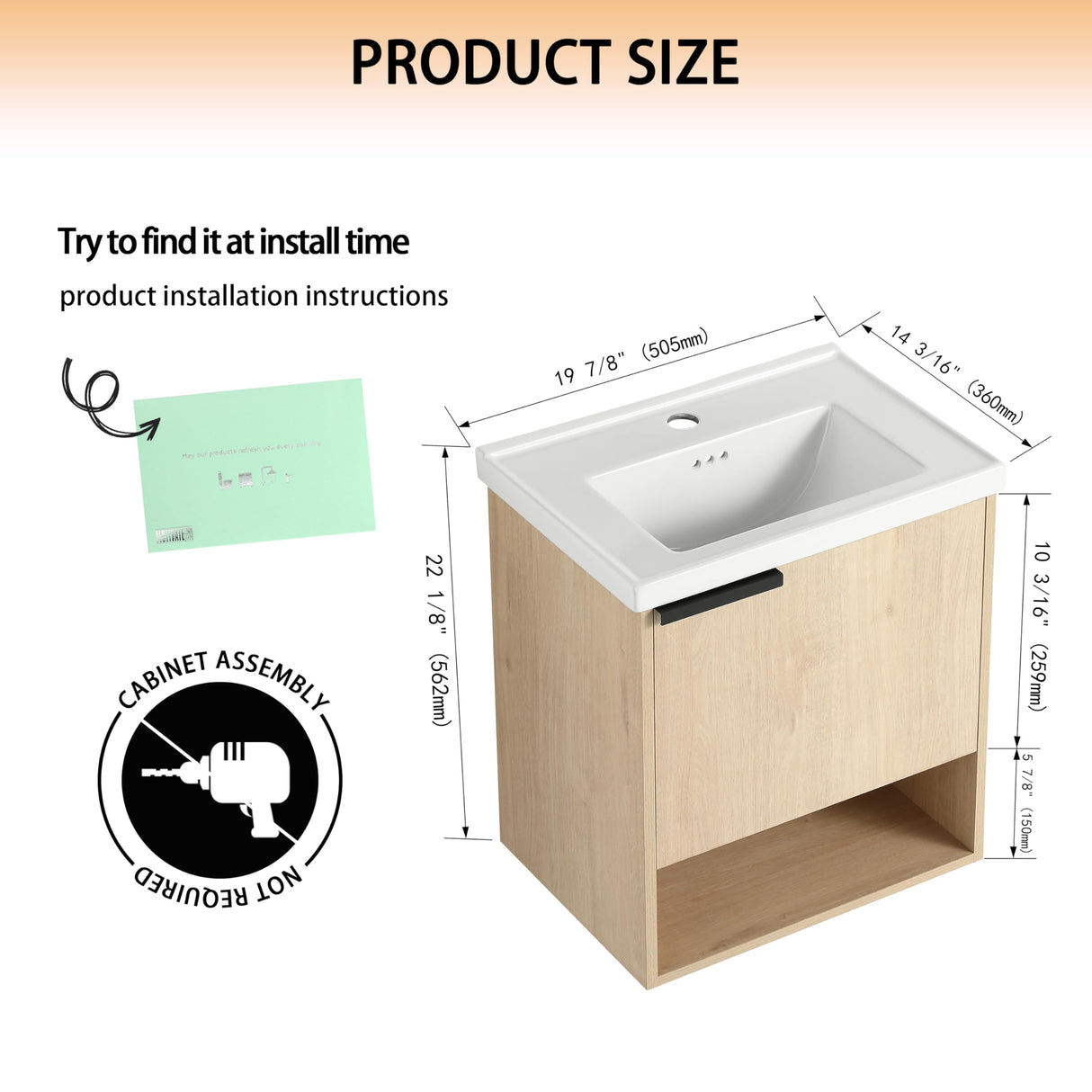 20" Bathroom Vanity with Sink, 20 Inch Floating Bathroom Vanity for Small Space, Single Sink Bathroom Vanity Combo, Modern Bathroom Vanity, Brown Wall Mounted Cabinet Set Mocoastn