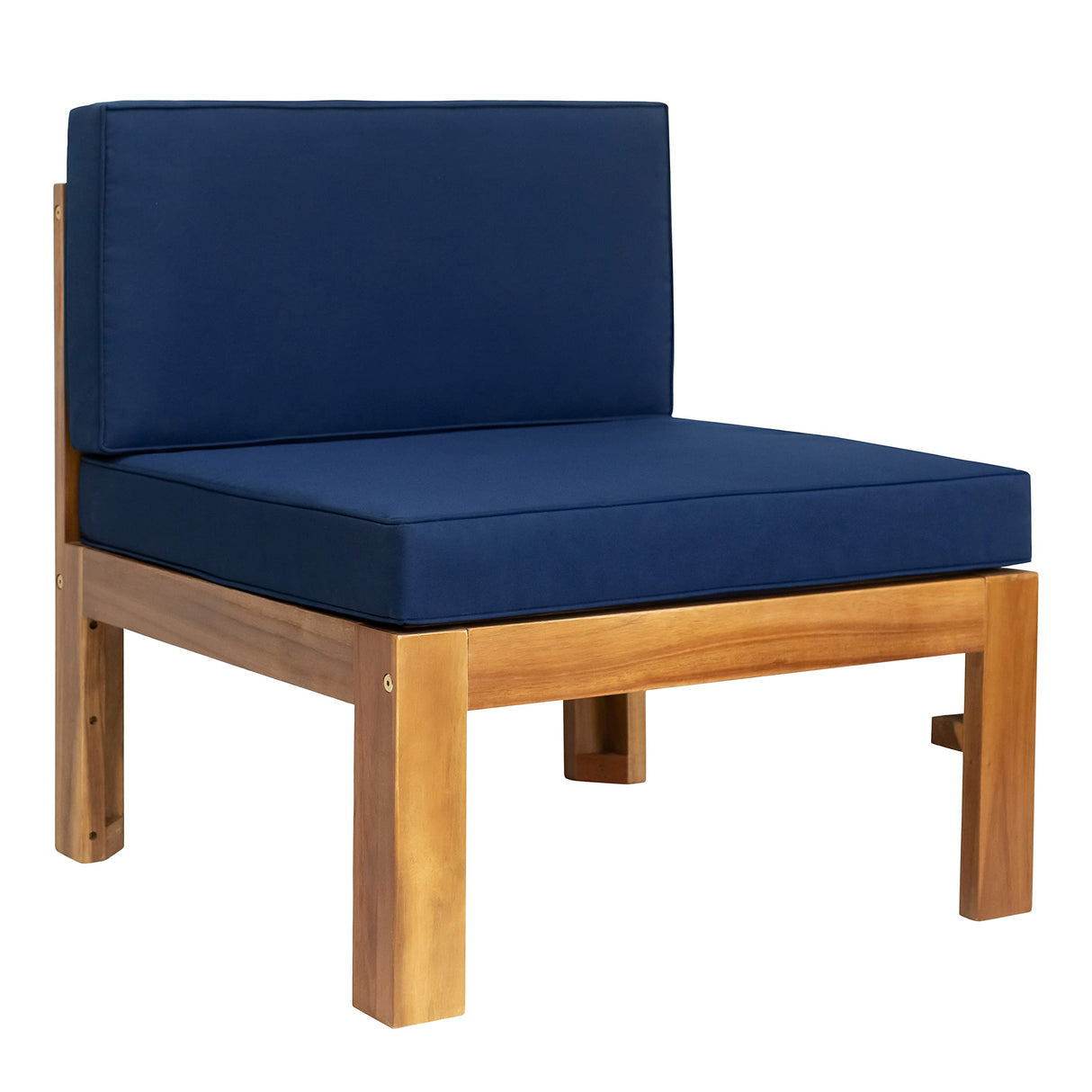 YSWH 5-Piece Patio Acacia Wood Outdoor Sectional Furniture Conversation Sets with Slatted Tabletop Tea Table and X-Back Wood Frame, Removable Cushions YSWH