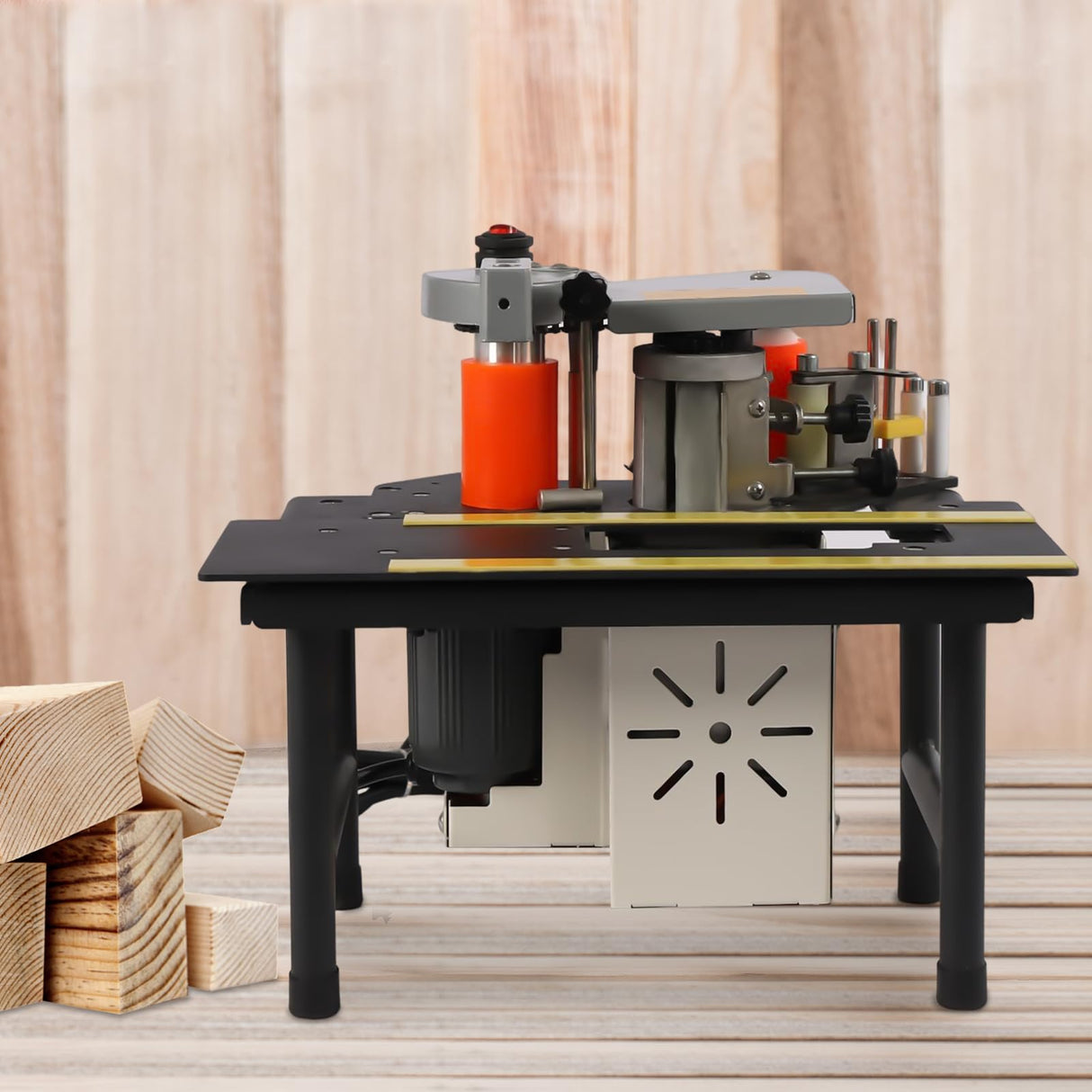 Florchest Woodworking Edge Bander Double Side Glue Woodworking Edge Banding Machine Wood/PVC Edgebander Machine Adjustable Temperature 765W 110V,120℃-180℃ Temperature Control Florchest