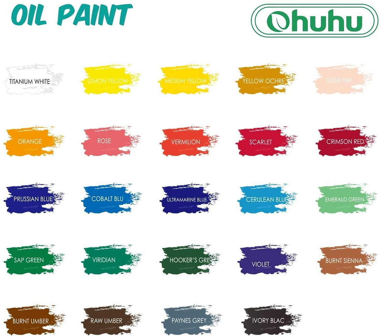 Ohuhu Oil Paint Set, 24 Oil-Based Colors, 12ml/0.42oz x 24 Tubes Non-Toxic Oil Painting Set Supplies for Canvas Painting Artist Kids Beginners Adults Classroom DIY Art Supplies Gift Ohuhu