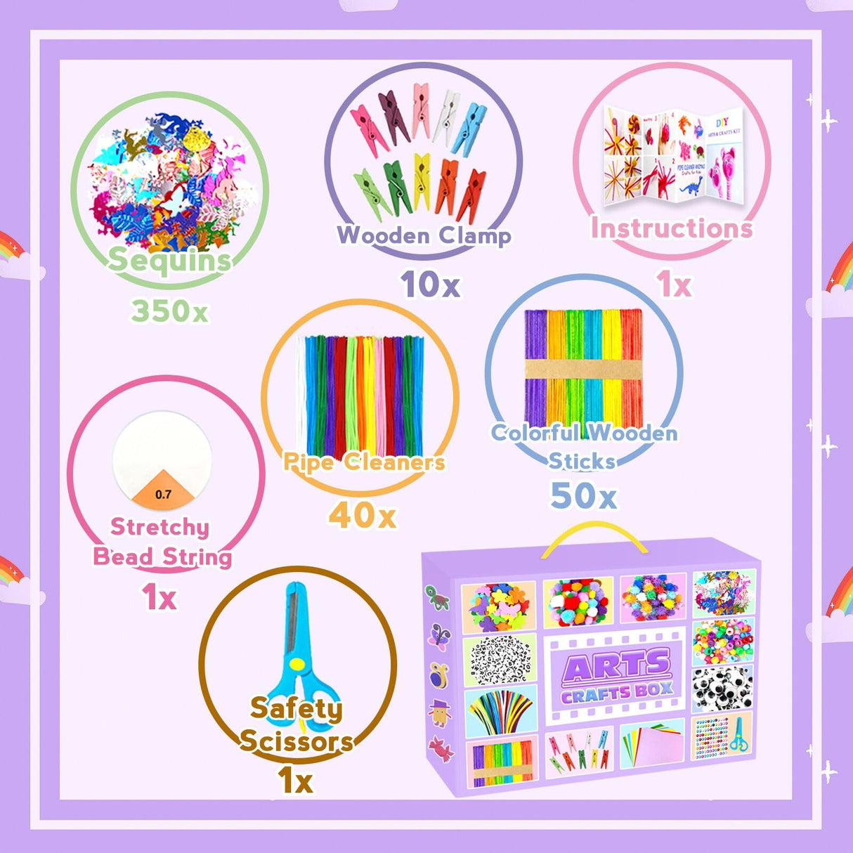 Arts and Crafts Supplies for Kids - 2000Pc Craft Kit with Pipe Cleaners DIY Craft Kit for Kids Art School Supply Materials Set All in Crafting Box Toys Gifts for Girls Boys Age 4 5 6 7 8 9 10 11 & 12 ZEIZHUBN