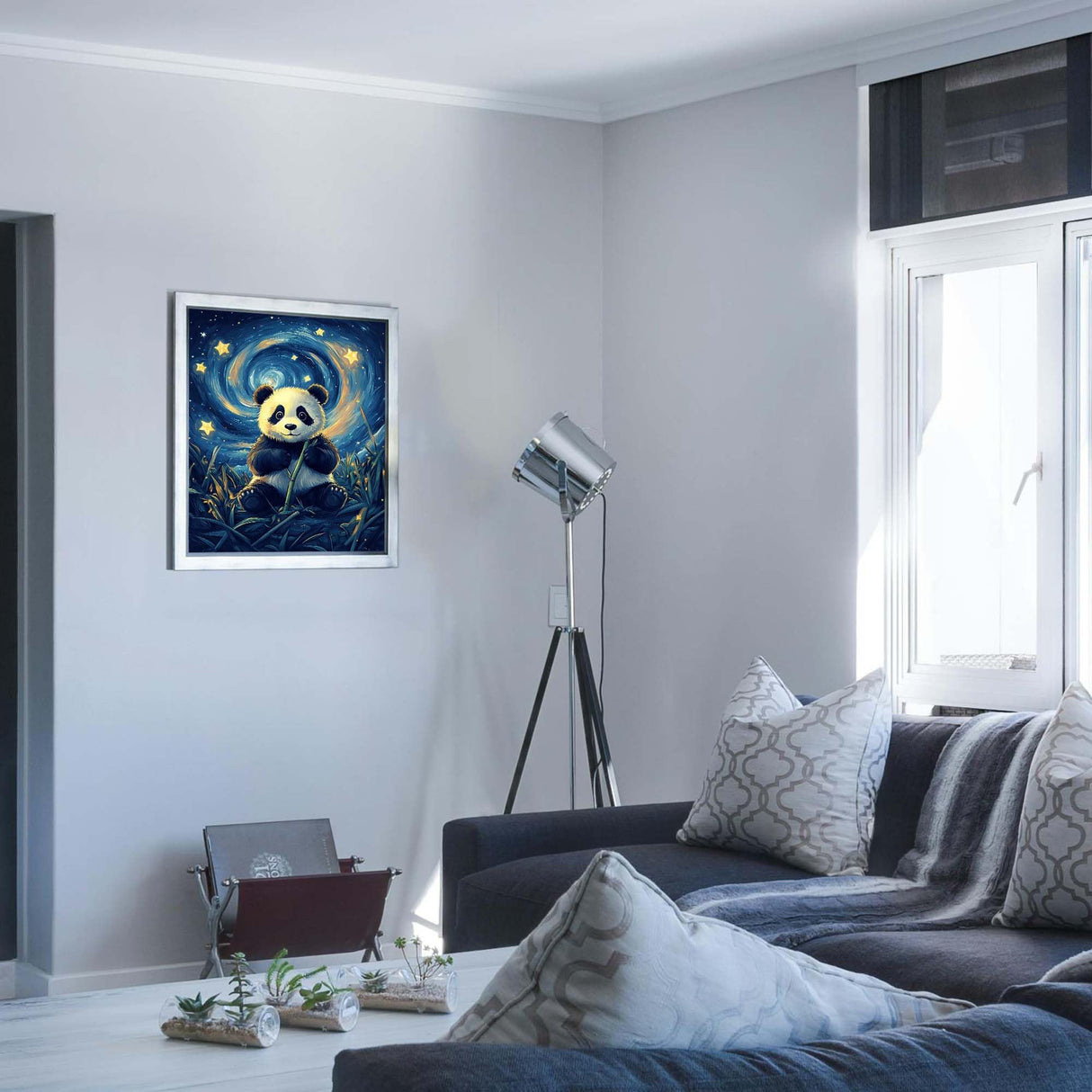 ARNLRDYA Panda Eating Bamboos Paint by Numbers for Adults, Starry Sky Van Gogh Paint by Number Kits, Cute Animals Stars Acrylic Painting for Home Decor(16×20inches, No Frame) ARNLRDYA