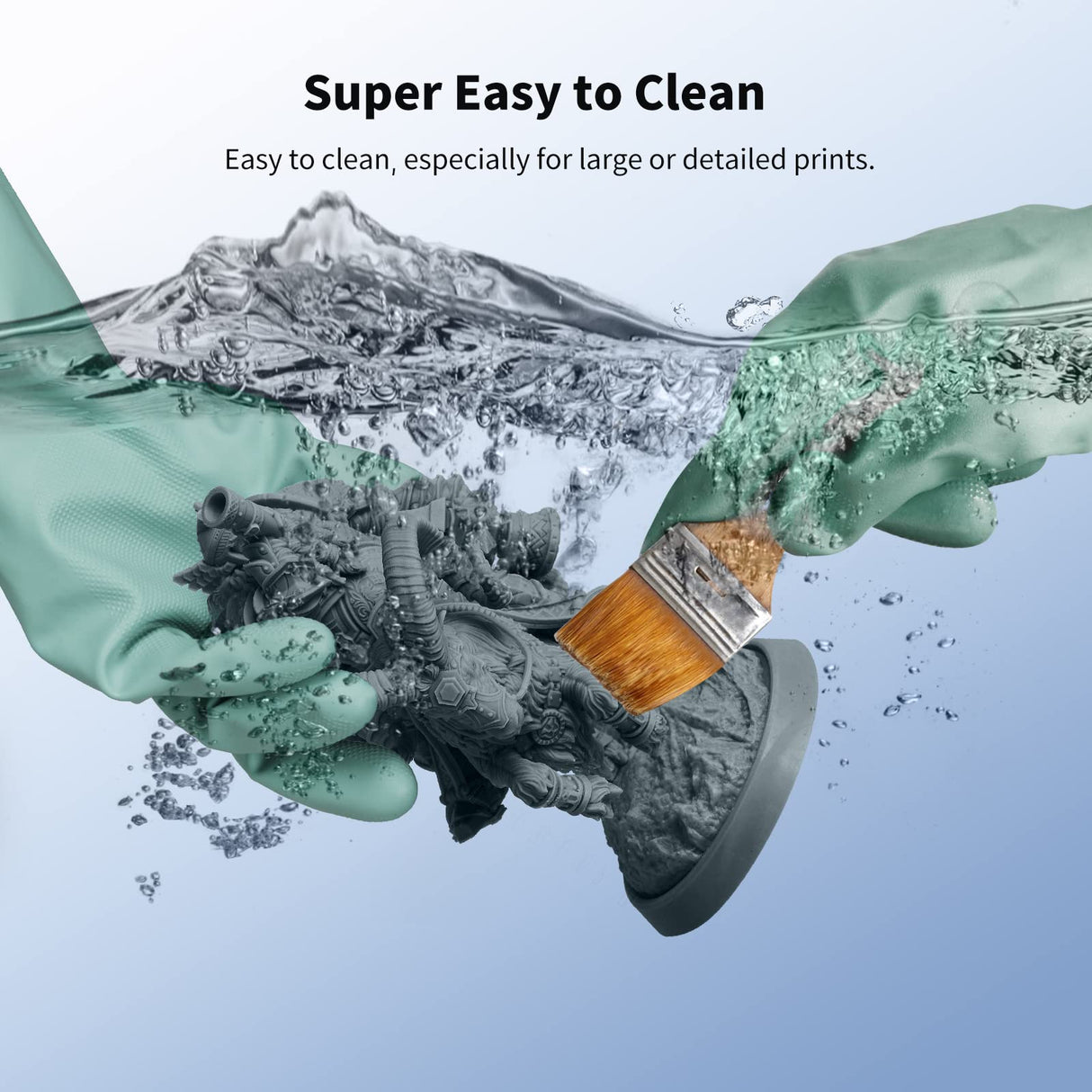 ANYCUBIC Upgraded 8K Water Washable 3D Printer Resin, 405nm High Precision 3D Resin, Low Shrinkage Photopolymer Resin for 4K/8K/12K Capable LCD DLP Resin 3D Printer Printing (HD Grey, 1000g) ANYCUBIC