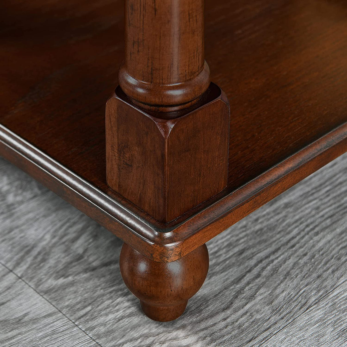 JESONVID Narrow Open End Table with Drawer, Solid Wood Side Table 2-Tier Skinny Table with Storage Shelves Slim Nightstand Small Sofa End Table for Living Room Bedroom-Cherry Walnut 004DWA JESONVID