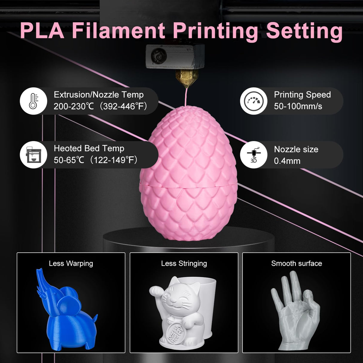 Kretrum Pink PLA 3D Printing Filament 1.75mm 1KG 2.2LBS Cardboard Spool 1.75mm PLA 3D Printer Filament Refills Suitable for Most FDM 3D Printer fits Bambu Creality FlashForge Anycubic ELEGOO etc. Pink Kretrum