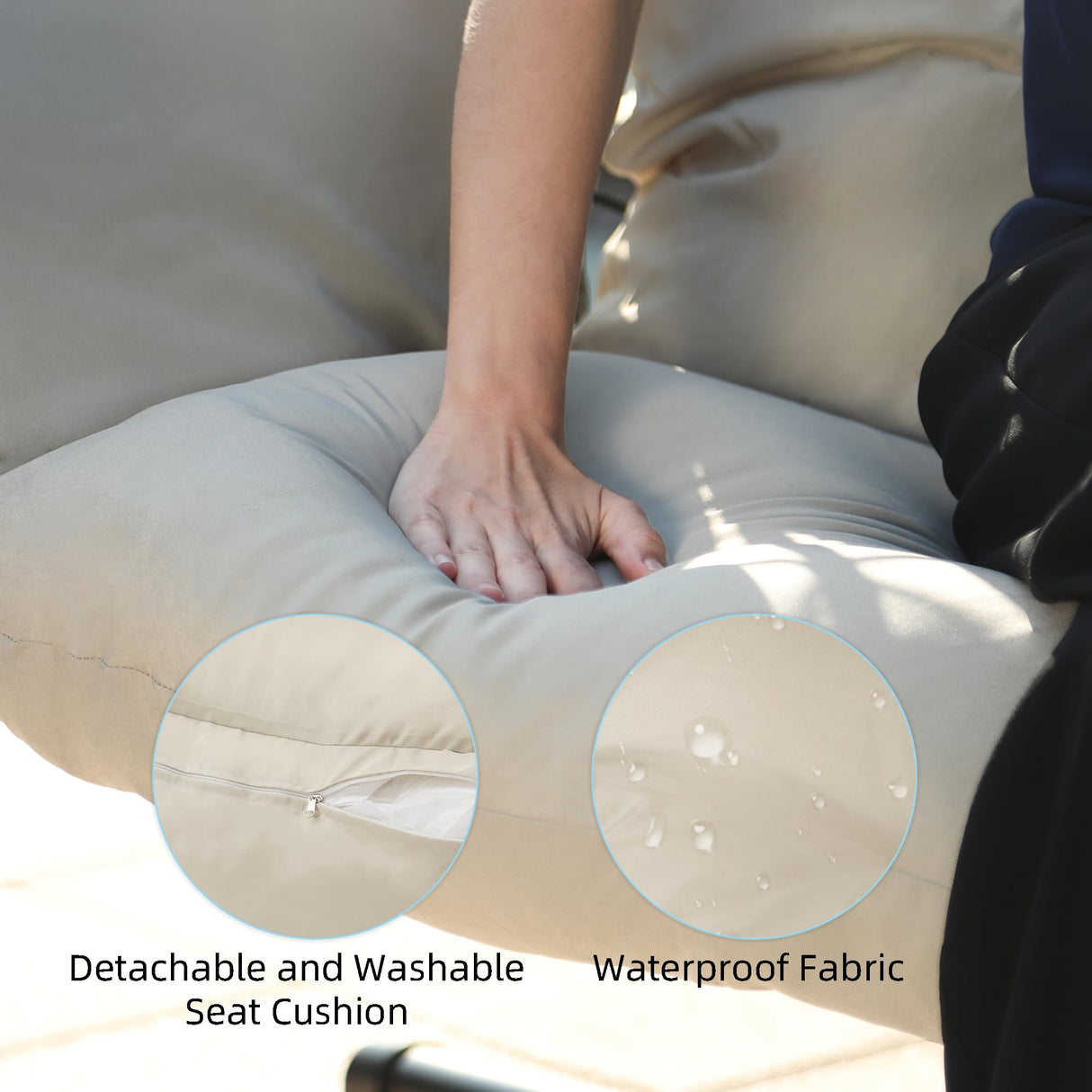 Double Egg Chair with Stand Hammock Swing Chair Foldable Hanging Loveseat, UV Resistant Removable Cushions, 700LBS Capacity for Bedroom, Balcony, Garden(BK-BE) DoubleTT