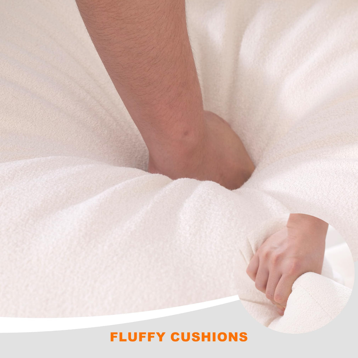 Oversized Modular Sectional Sofa,Cloud Couch Sectional Deep Seat Sofa Cushion Covers Removable,Oversized Sectional Couches for Living Room(6 Seater-Cream White Linen) Fajiani