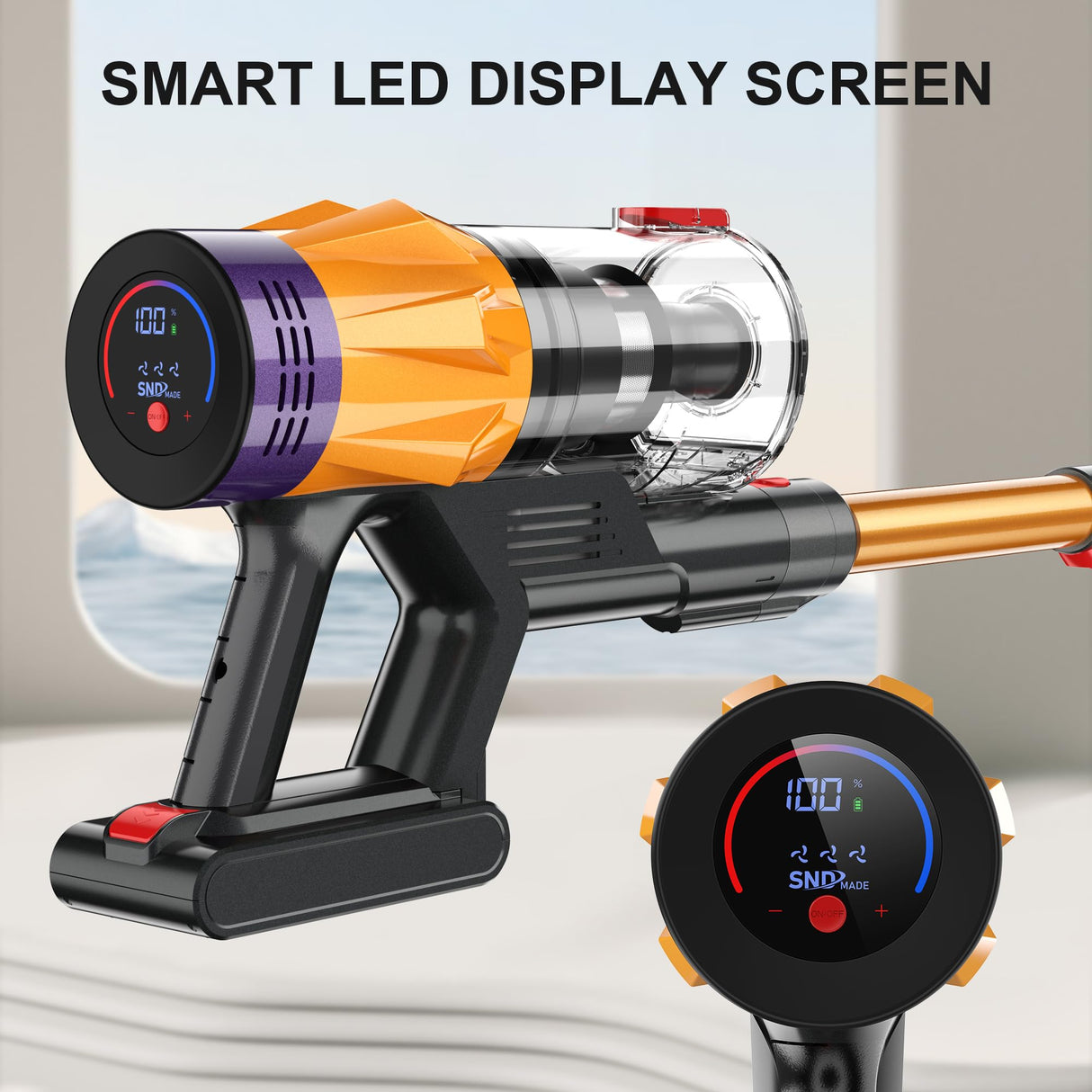 Cordless Vacuum Cleaner w/LED Display, 550W Self-Standing Cordless Stick Vacuum Cleaner for Home, Removable Battery/Lightweight/Rechargeable Pet Vacuum Cordless for Pet Hair/Hardwood Floor/Carpet VCC