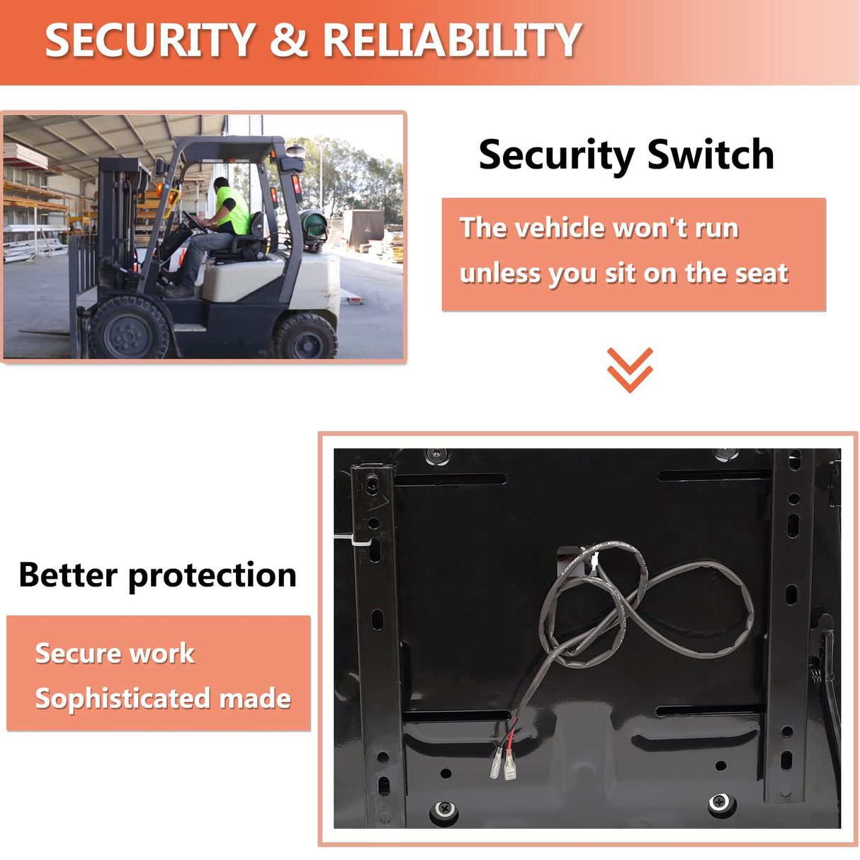 TICSEA Universal Fold Down Forklift Seat,Micro Switch,Armrest And Safety Belt,for Tractor,Excavator Skid Loader Backhoe Dozer Telehandler TICSEA