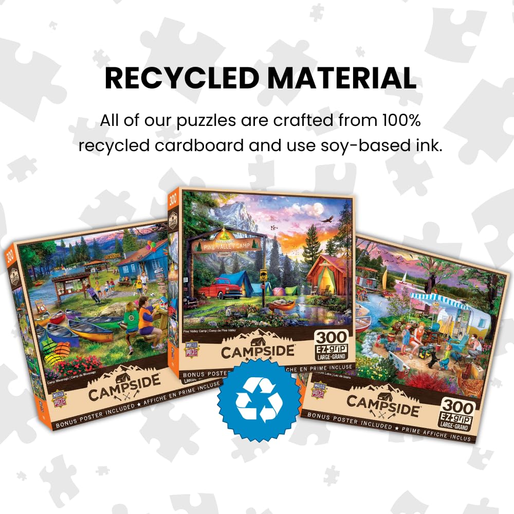 MasterPieces - 300 Piece Jigsaw Puzzle, Large EZ Grip Shapes, Pine Valley Camp, Fun for Adults, Seniors, Family, Kids, Non-Glare Finish, 18"x24" Masterpieces