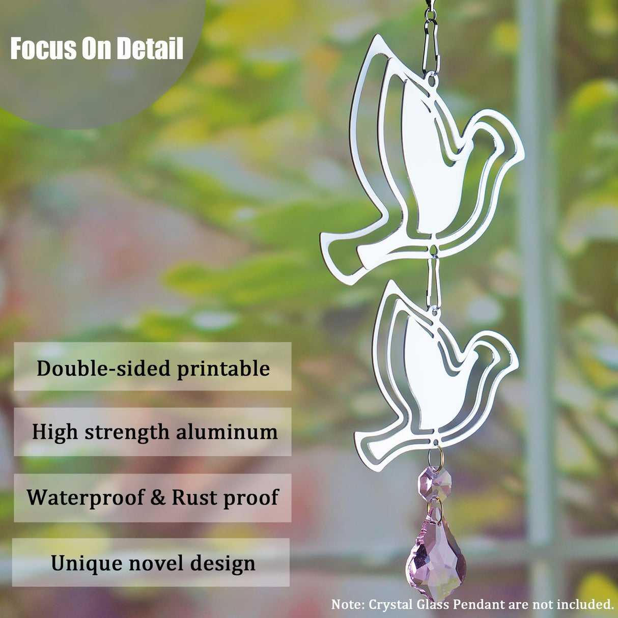 WindMage 12 Pack 3inch/4inch Sublimation Wind Spinner Blanks 3D Aluminum Metal Wind Sculpture Kinetic Spinners for Yard and Garden Indoor Art Sublimation Christmas Ornament Hanging Decoration (Dove) WindMage