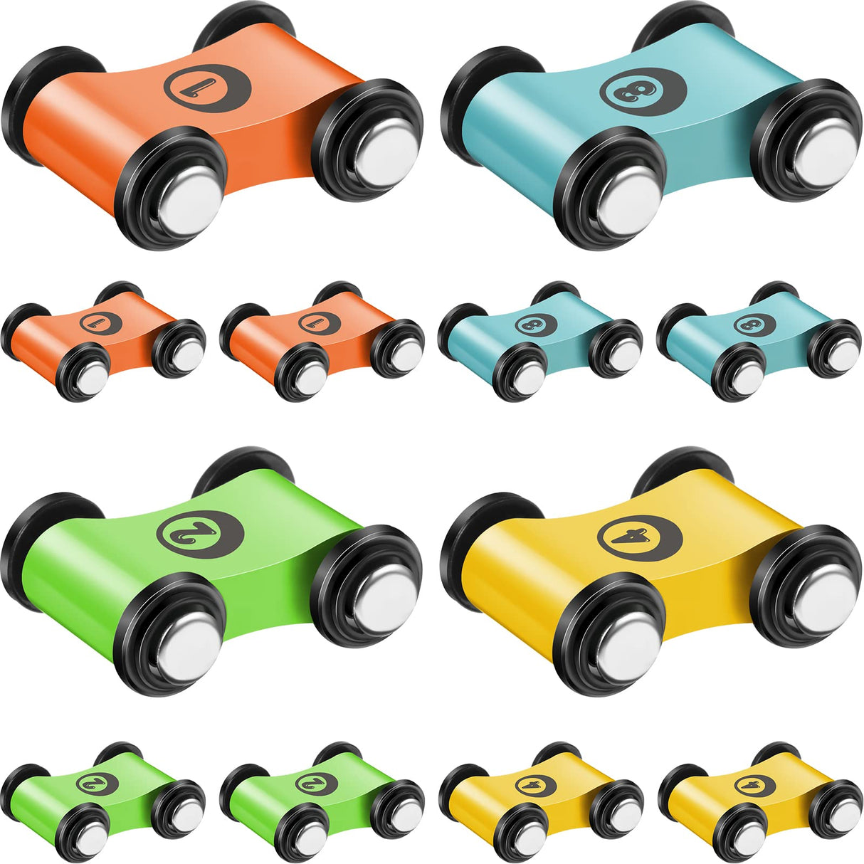 12 Pieces Mini Wooden Car Ramp Wooden Race Track Toy Car Toddler Car for Race Track Replacement Cars, Aged 6+, Present (Circle Print) Chivao