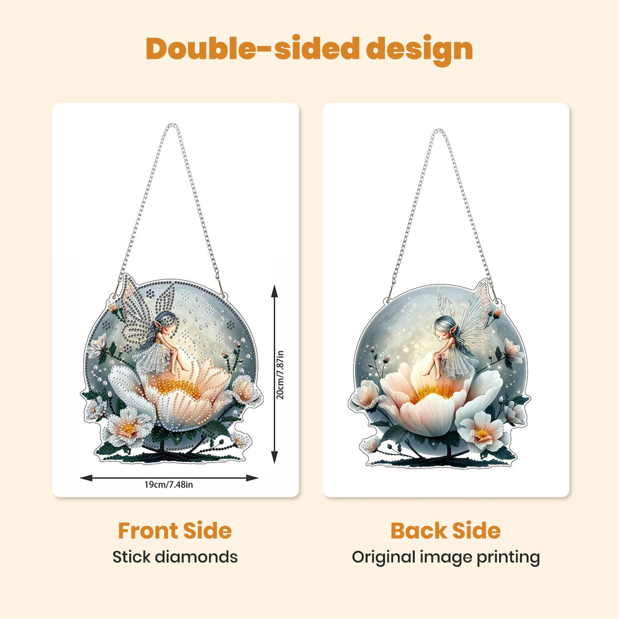 MXJSUA Moon Flower Fairy Special Shaped Hanging Diamond Painting Art Kits for Adults, Crystal Rhinestone Acrylic Gem Art Pendant Ornaments Kit for Home Decor and Gift 7.87 * 7.87 Inch MXJSUA