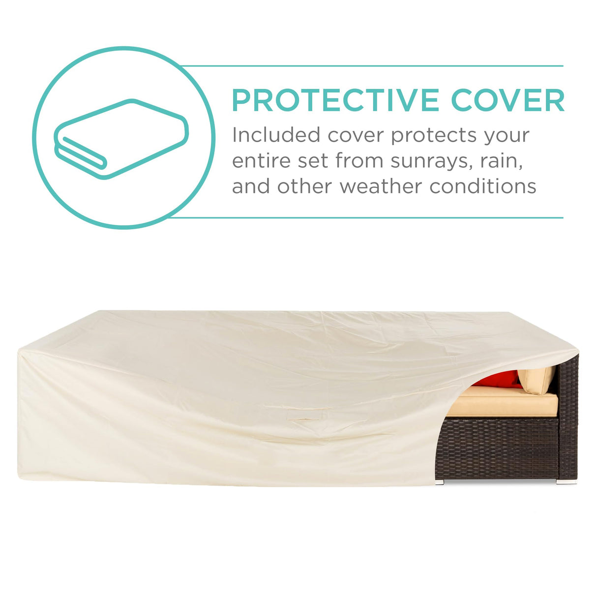 Best Choice Products 7-Piece Modular Outdoor Sectional Wicker Patio Conversation Set w/ 2 Pillows, Coffee Table, Cover Included - Brown/Tan Best Choice Products