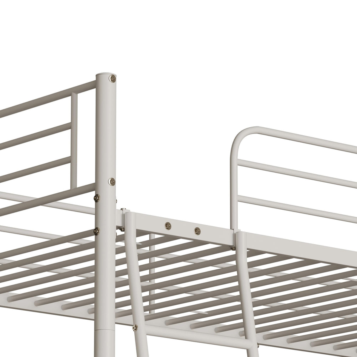 LUMISOL Twin Over Twin Over Twin Triple Bunk Bed, Heavy Duty Metal Triple Bunk Bed Frame with Ladder, Detachable Bunk Beds Can be Divided into 3 Beds, White LUMISOL