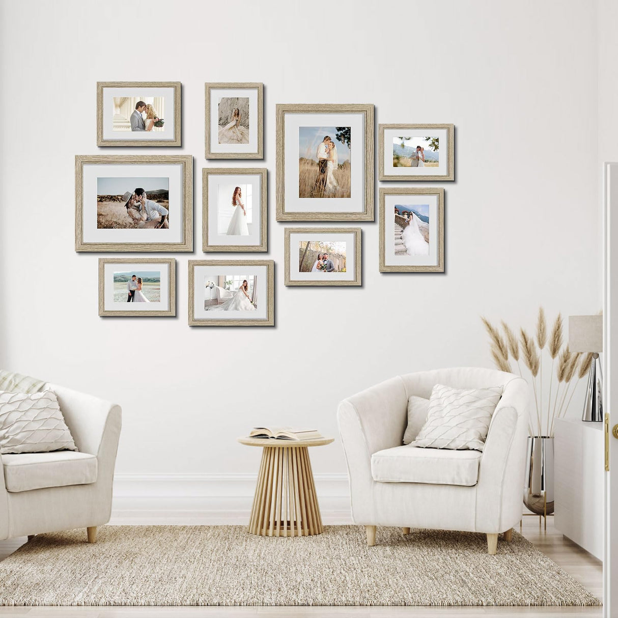 Povrgive 10 Pack Picture Frames Collage Wall Decor - Gallery Wall Frame Set with Mat for Wall Mounting or Tabletop Display, Including Two 8x10, Four 5x7, Four 4x6 Photo Frames, Real Glass Povrgive