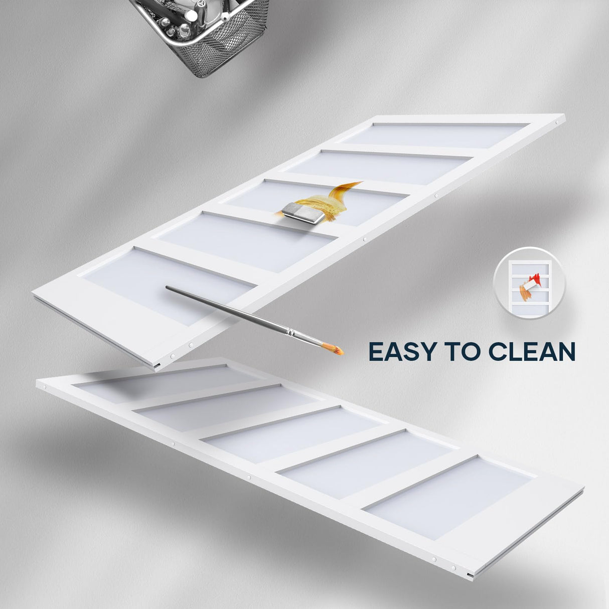 EaseLife 48in x 84in Glass Barn Door with 8FT Sliding Door Hardware Kit Included & Handle,Solid LVL Wood Covered with Water-Proof & Scratch-Resistant PVC Surface,DIY Assembly,5-Panel Glass,White EaseLife