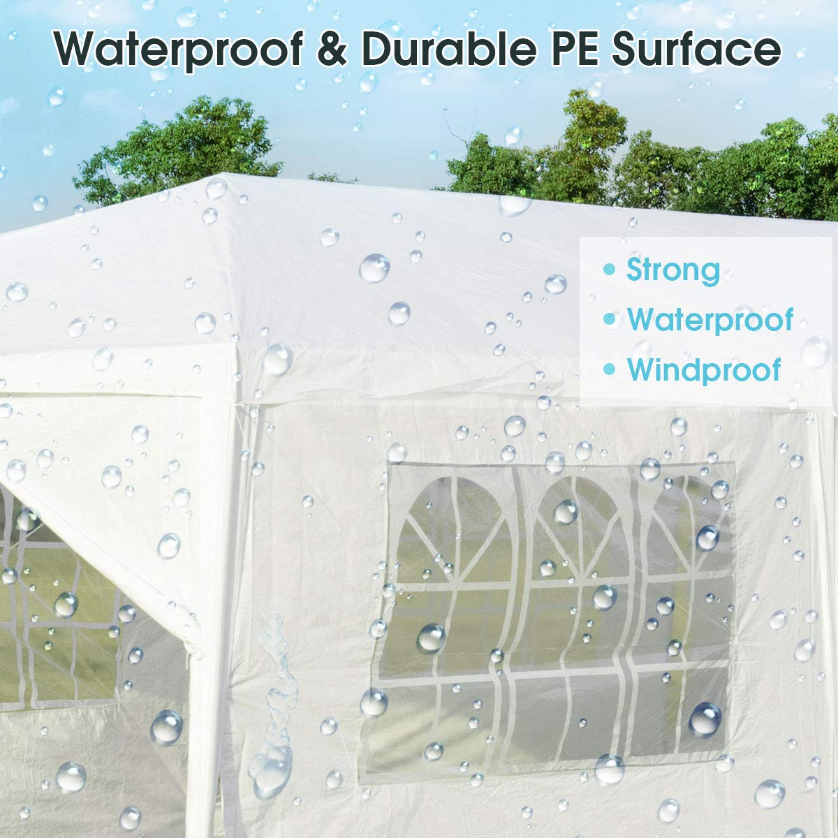 Tangkula 10' x 30' Outdoor Waterproof Gazebo Canopy w/ 6 Removable Sidewalls and 2 Doorways, Heavy Duty Large Tent w/Strong Connection Stakes Ropes for Party Wedding Events Beach BBQ (White) Tangkula