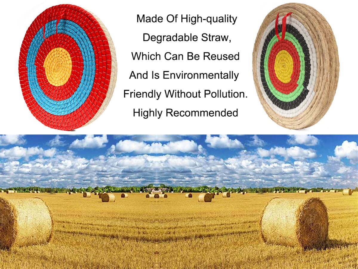 DOSTYLE Archery Targets Traditional Solid Straw Round Archery Target Shooting Bow Coloured Rope Target Face Three Layer for Shooting Practice Dostyle